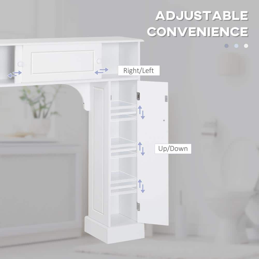 White MDF Over-the-Toilet Bathroom Cabinet with Adjustable Shelves
