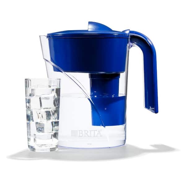 Six 8 oz. Glasses Mist Water Filter Pitcher in Dark Blue, BPA Free Six 8 oz. Glasses Mist Water Filter Pitcher in Dark Blue, BPA Free