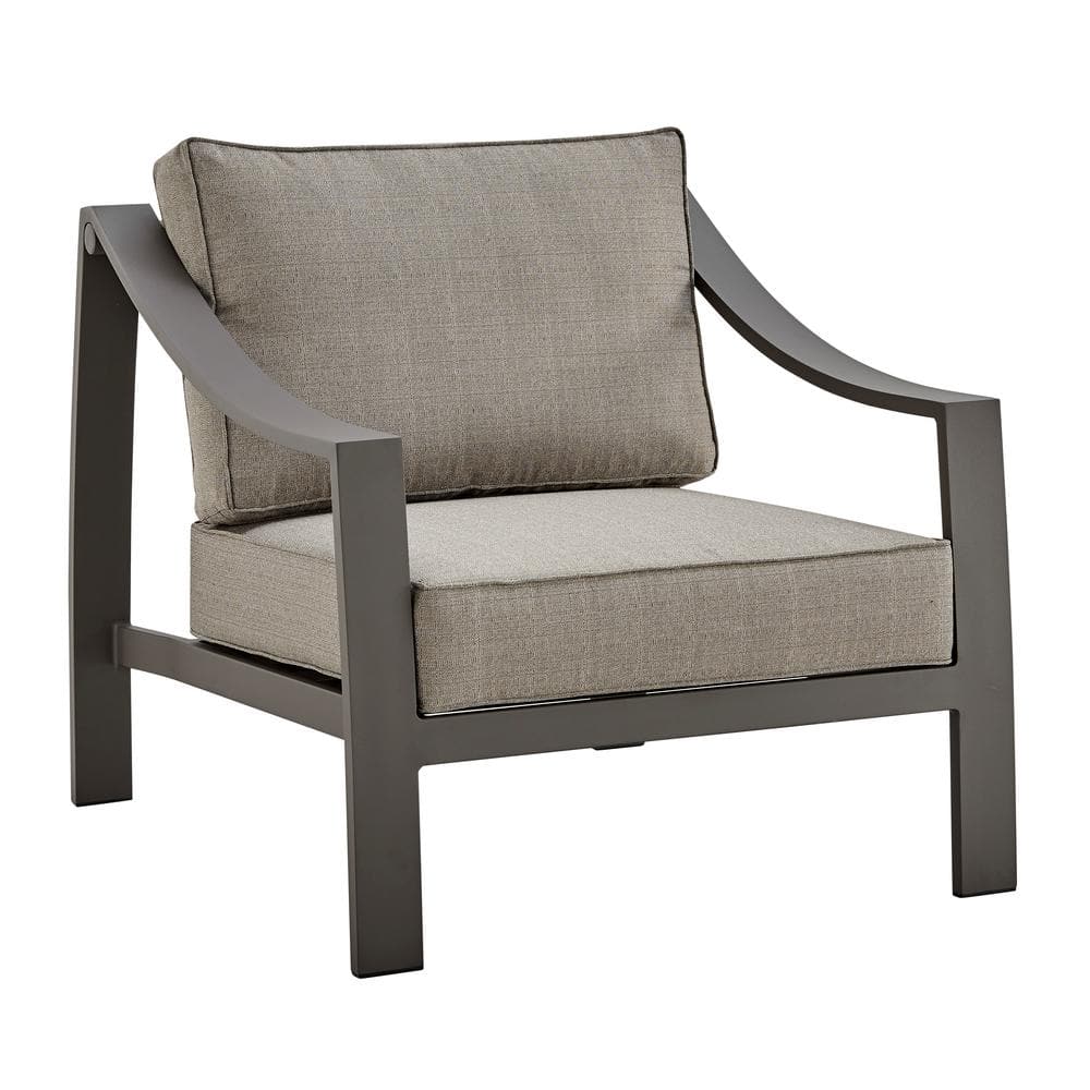 Koda Brown Aluminum Outdoor Lounge Chair with Brown Cushion