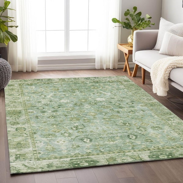 Chantille Machine Washable Indoor/Outdoor Abstract ACN1772 Aloe 8 ft. x 10 ft. Area Rug