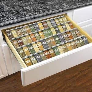 Silver Metallic Expandable Spice Rack Drawer Organizer - 4-Tier Spice Rack for Kitchen Drawers, Spice Drawer Organizer