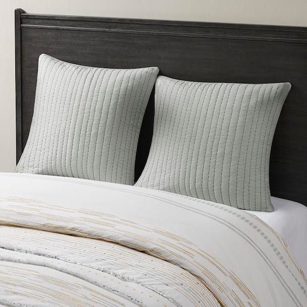 INK+IVY Camila Grey 26 in. x 26 in. Cotton Quilted Euro Sham
