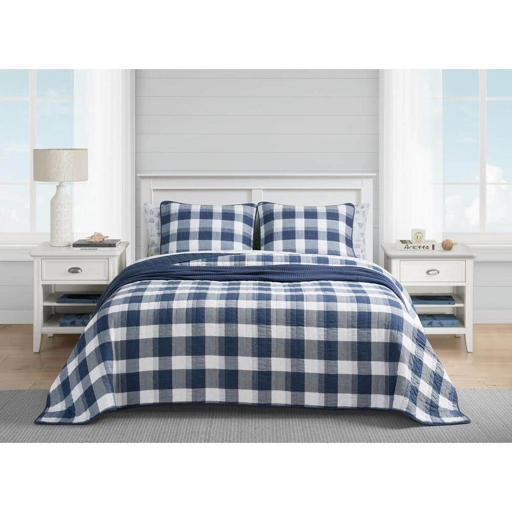 Nautica - Queen Quilt Set, Cotton Reversible Bedding with Matching Shams,  Home Decor for All Seasons (Galewood Blue, Queen)