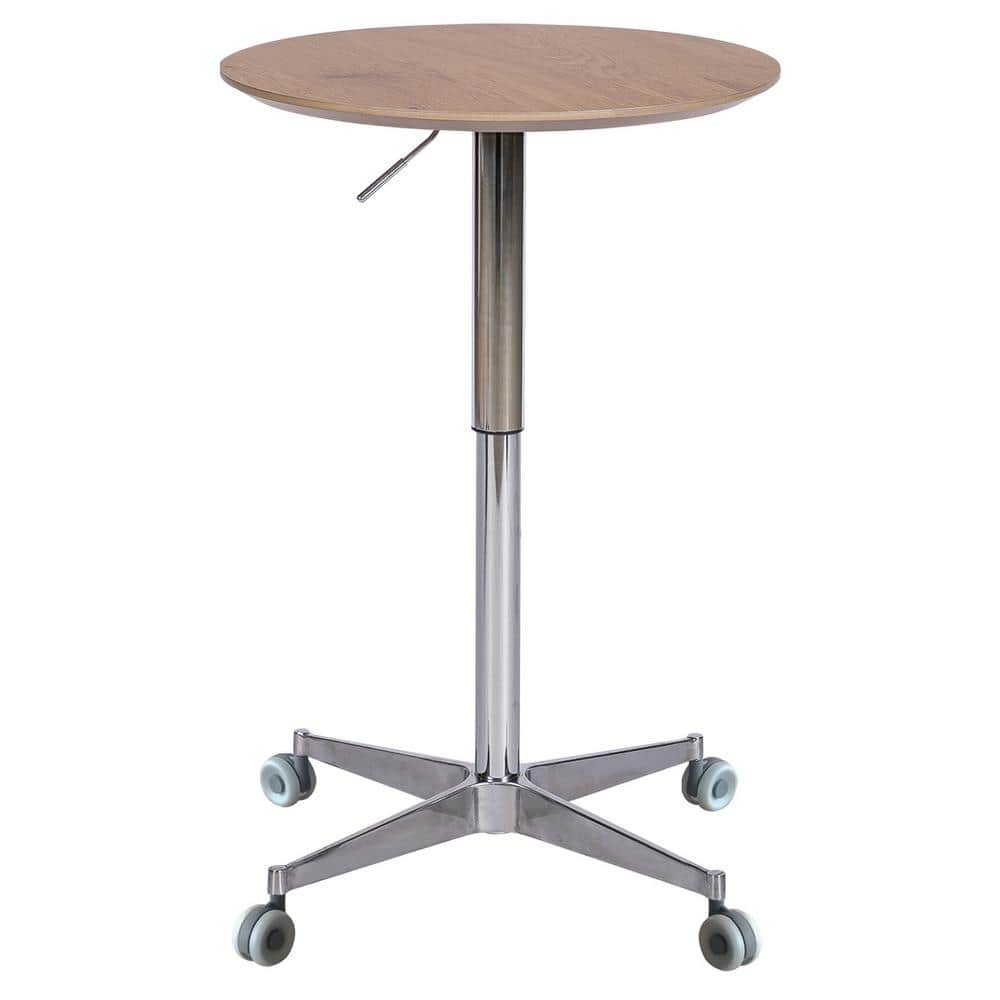 Natural Wood Aluminium Outdoor Bistro Table Movable Adjustable Bar Table 36