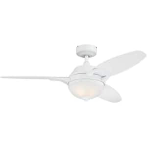 Arcadia 46 in. Indoor White Ceiling Fan with Remote Control and Reversible-Light Maple/White Blades
