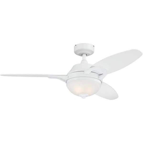 CIATA Arcadia 46 in. Indoor White Ceiling Fan with Remote Control and Reversible-Light Maple/White Blades