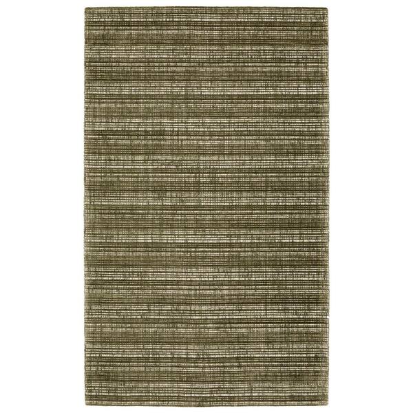 8' X 10' Green And Ivory Striped Hand Tufted Area Rug