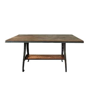 Brown Wood 72 in. Sled Dining Table Seats 8)