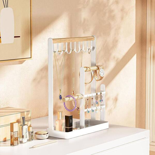 White 7.9 in. x 12.6 in. Metal Modern Jewelry Display Stand