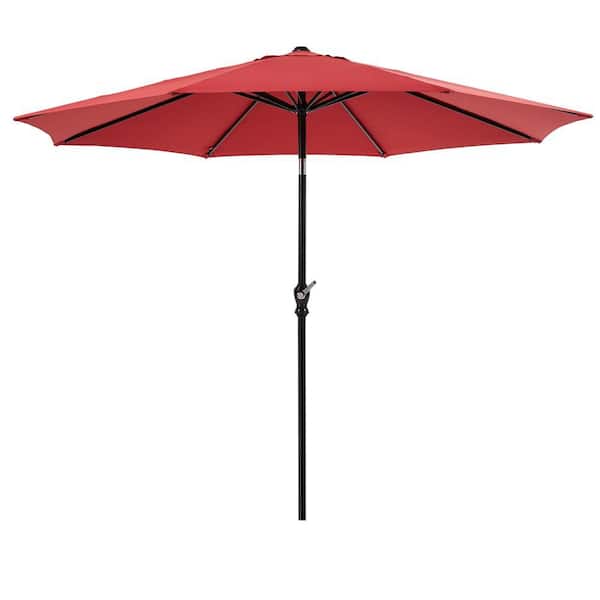Unbranded Market Umbrella, 9 ft. Metal Market Patio Umbrella in Red
