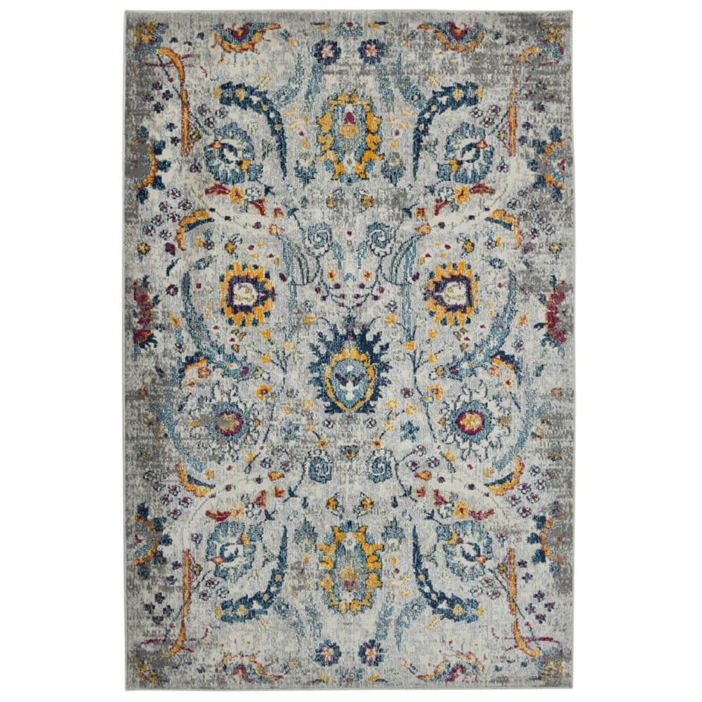 9' X 12' Gray Blue And Orange Area Rug price history on PriceWatchPro