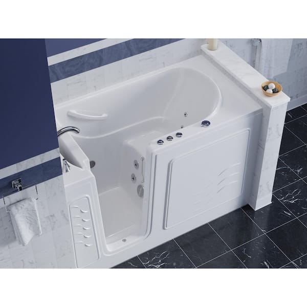 HD Series Bathtub and Smart Toilet Combo 30 in. x 60 in. Left Drain Walk-in Whirlpool Tub Bathtub in White