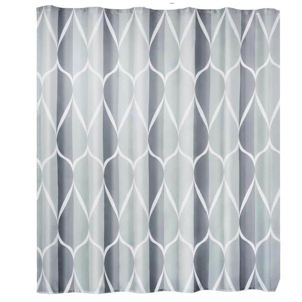 Waterproof 72 in. W x 72 in. L Quick-Drying Polyester Shower Curtain in Gra