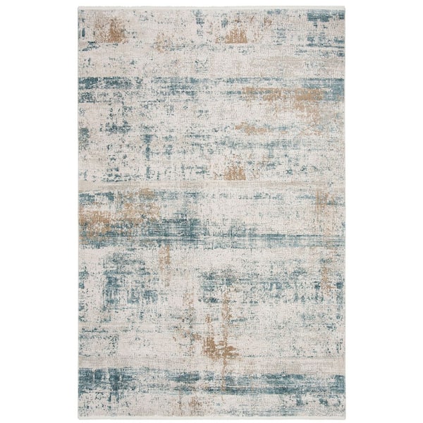 Eclipse 4 ft. x 6 ft. Beige/Light Gray Distressed Marble Area Rug