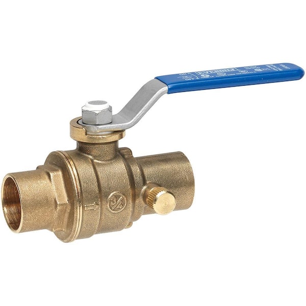 Everbilt 1/2 in. SWT x 1/2 in. SWT Full Port Lead Free Brass Ball Valve with Drain