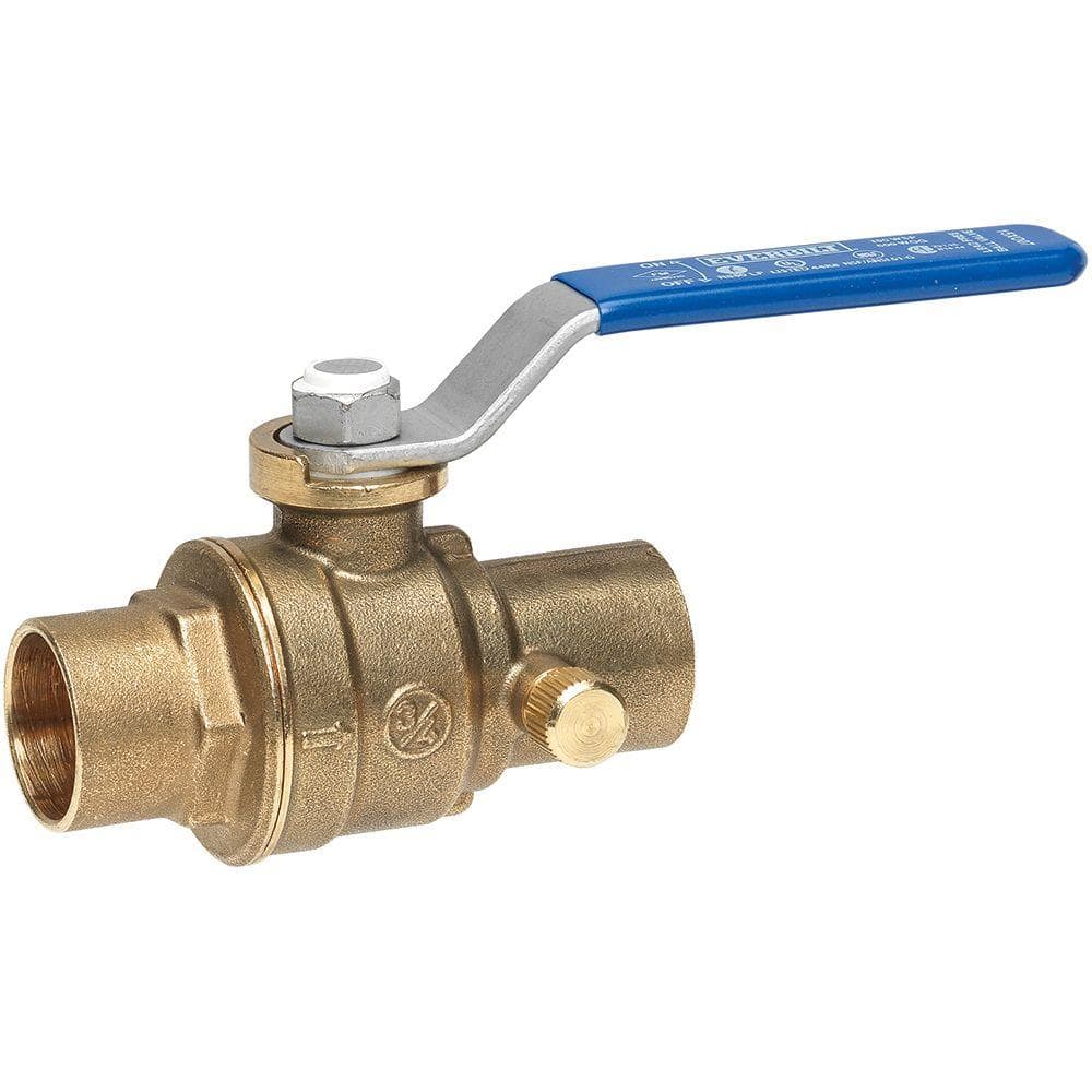 Condition photo showing New/Like New for 1/2 in. swt x 1/2 in. swt full port lead free brass ball valve with drain