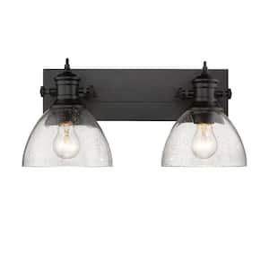 Hines 2-Light Black and Seeded Glass Bath Light