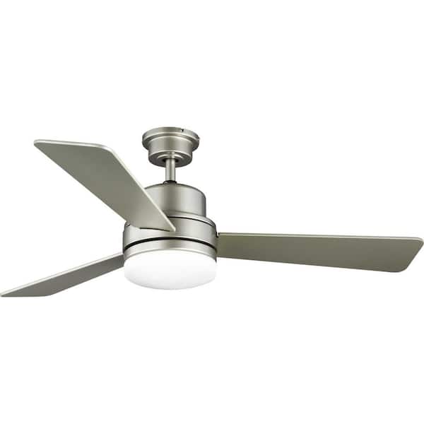 Progress Lighting Trevina II 52 in. Indoor Painted Nickel Modern Ceiling Fan with 3000K Light Bulbs Included with Remote for Living Room