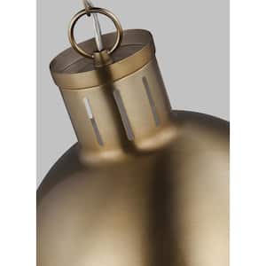 Hanks 1-Light Satin Brass Medium Globe Pendant Light with Smooth White Glass Shade