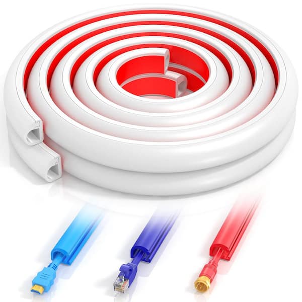 157 in. White Self-Adhesive Flexible TV Wire Concealer, Cuttable and Paintable Cable Hider for HDMI and Coaxial Cords