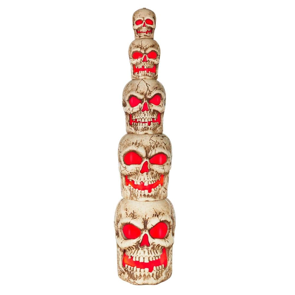 Home Accents Holiday 8 ft. Giant Sized LED Skull Stack Halloween Prop 23PA96009 - The Home