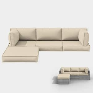 25.6 in. x 25.6 in. x 4 in. (9-Piece) Deep Seating Outdoor Sectional Cushion Cream