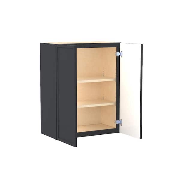 Home Decorators Collection Franklin 24 in. W x 12 in. D x 30 in. H Assembled Plywood Wall Kitchen Cabinet in Valiant Onyx with Soft Close
