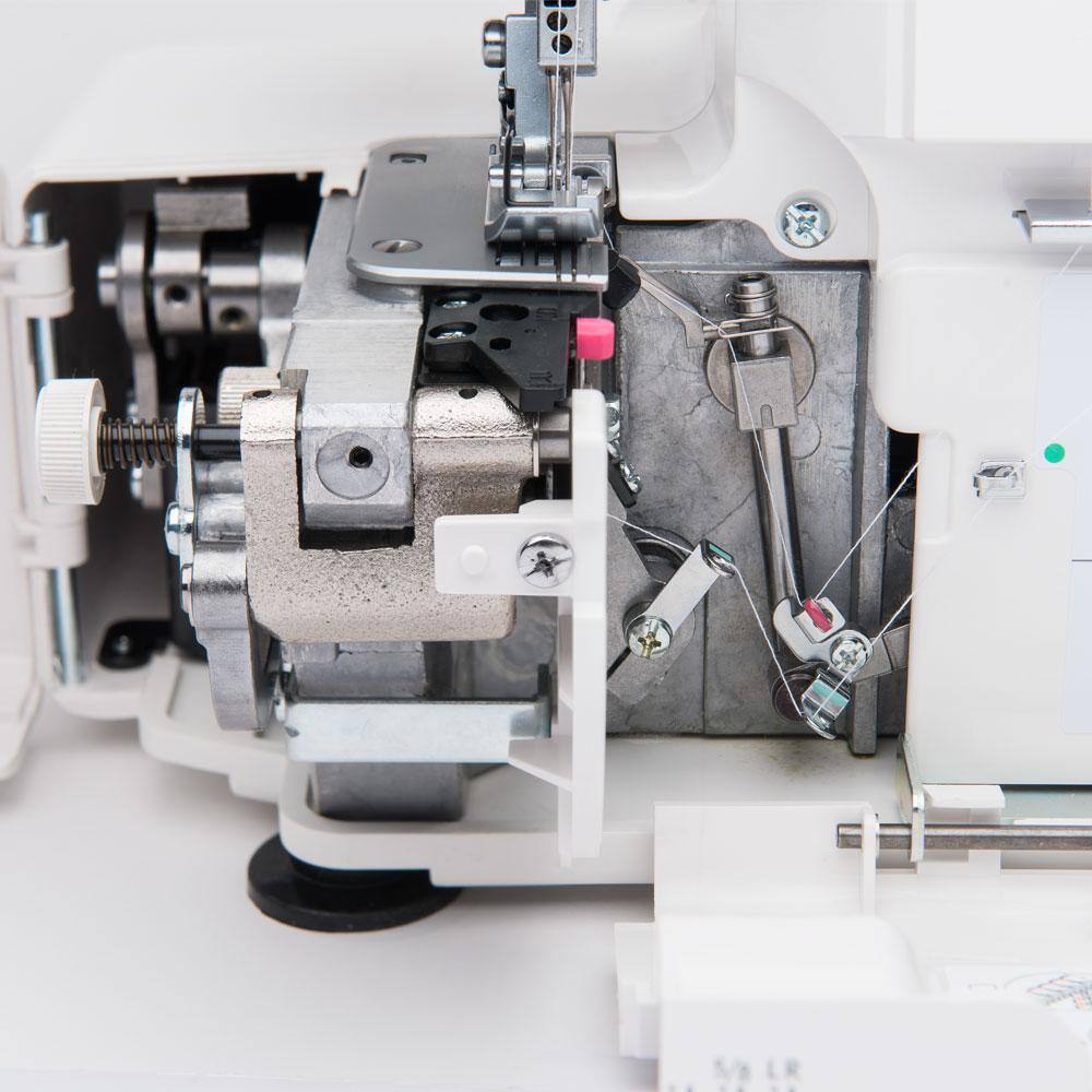 Compact White and Gray Portable Serger Machine