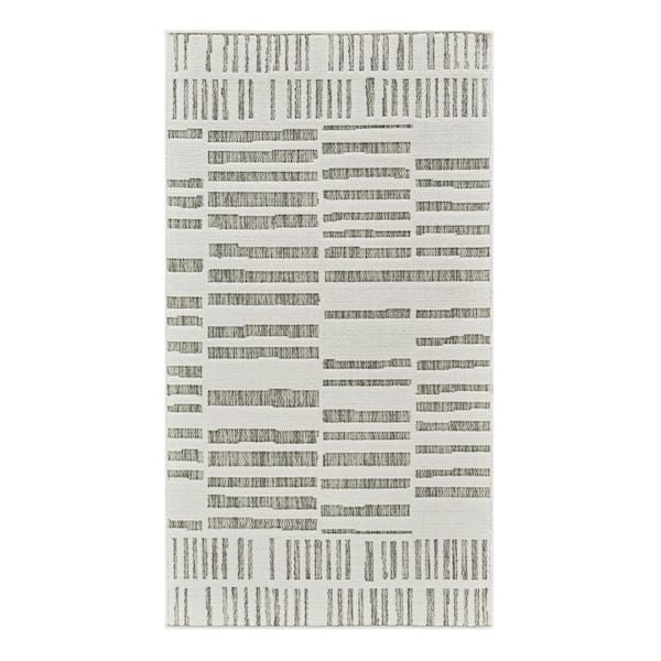 Cream, Beige 3 ft. x 5 ft. Woven Abstract Polypropylene Rectangle Indoor/Outdoor Area Rug