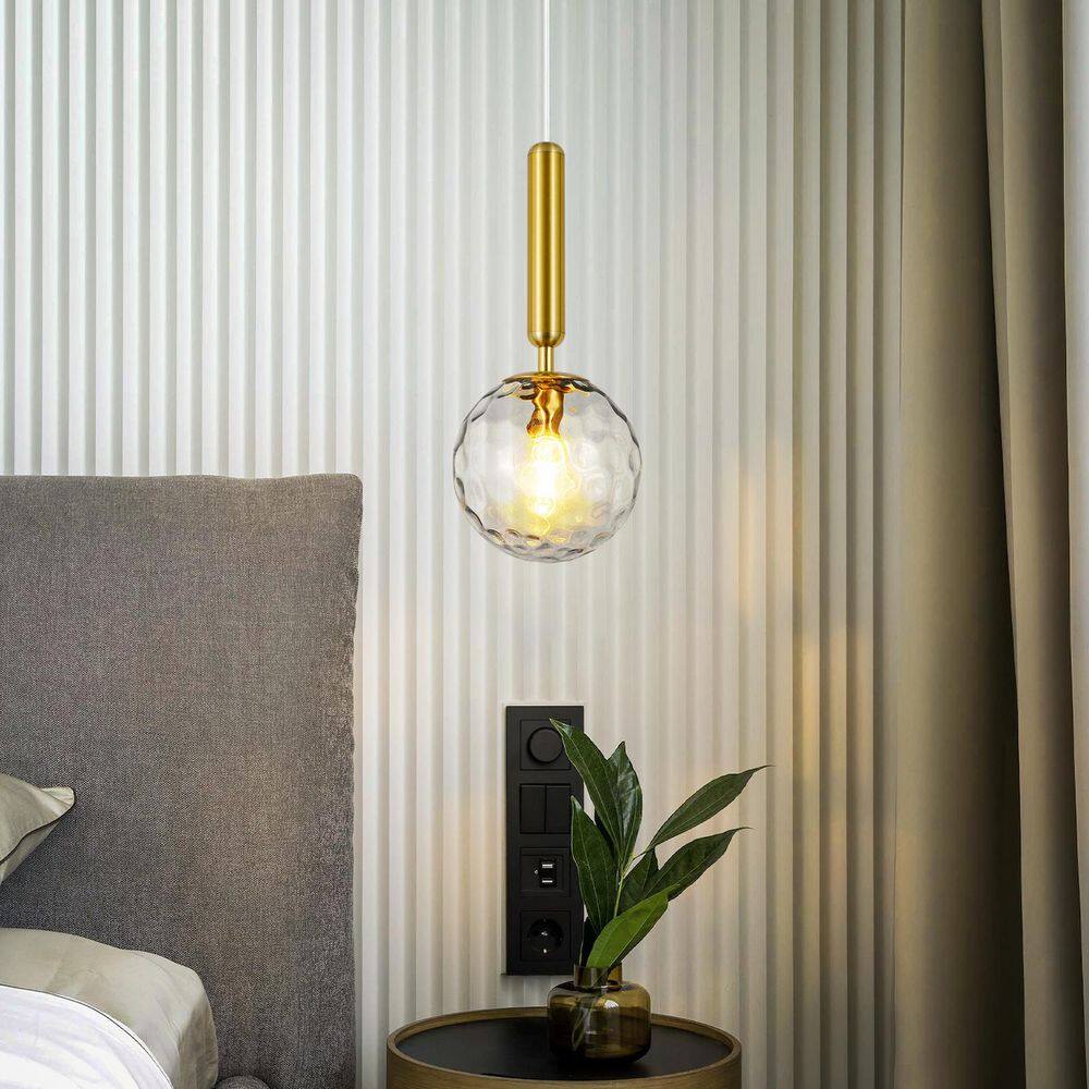 Home Lighting 40W 1-Light Mid Century Gold Retro Pendant Light with Globe Clear Glass for Bedroom Entryway, 2 Pack price history on PriceWatchPro