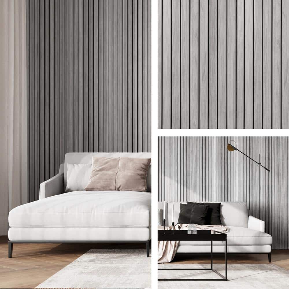 UltraLight Gray Faux Wood Wall Mural Set of Four