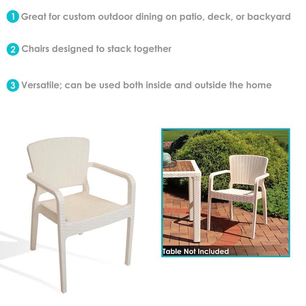 cream plastic garden chairs