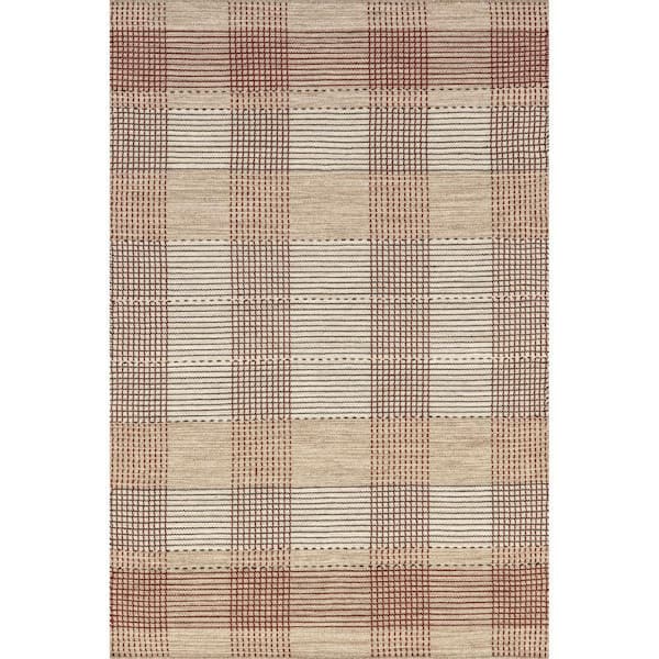 Oregon Plaid Wool Beige 10 ft. x 14 ft. Indoor/Outdoor Patio Rug