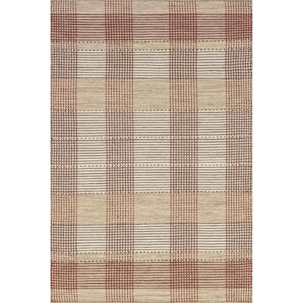 Oregon Plaid Wool Beige 4 ft. x 6 ft. Indoor/Outdoor Patio Rug