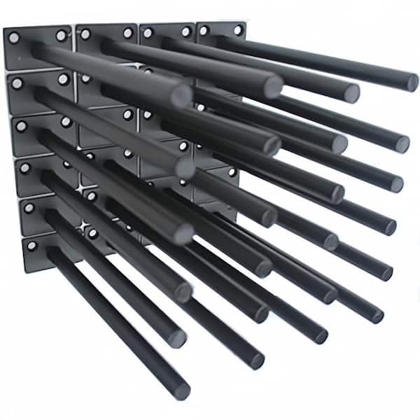 8 in. Solid Steel Floating Shelf Bracket for Floating Wood Shelves, Black (24-Pack)