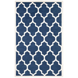 Amherst Navy/Beige 5 ft. x 8 ft. Geometric Trellis Area Rug