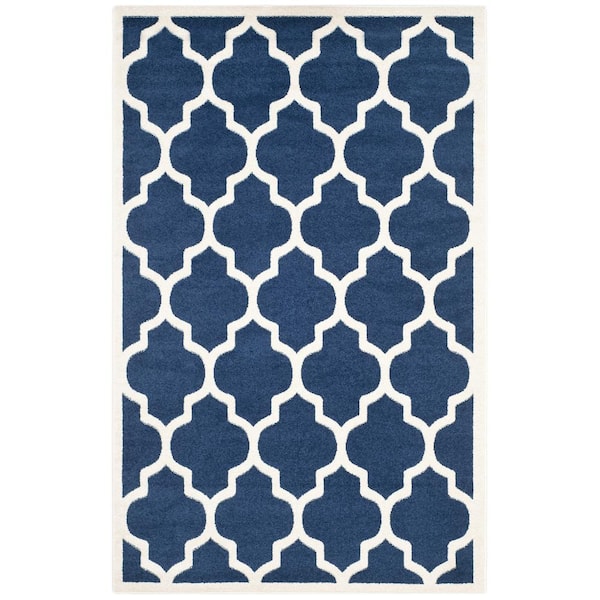SAFAVIEH Amherst Navy/Beige 5 ft. x 8 ft. Geometric Trellis Area Rug