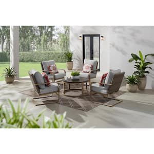 Hampshire Place 5-Piece Wicker Deep Seating Chat Set in CushionGuard Stone Gray