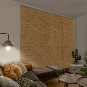 Afterglow New 99.99% Blackout Natural Woven Adjustable Sliding Door Blind with 23 in. Slats Up to 86 in. W x 96 in. L