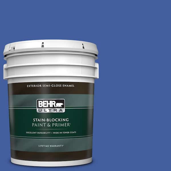 BEHR ULTRA 5 gal. #BIC-21 Blue Dahlia Semi-Gloss Enamel Exterior Paint & Primer