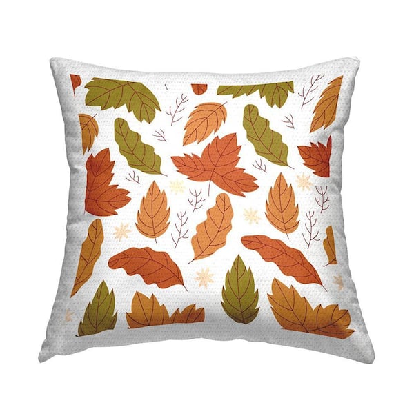 Autumn Foliage Leaves Nature Botanical Pattern Brown Square Outdoor Throw Pillow