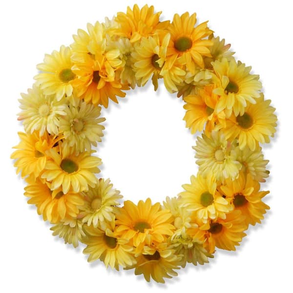 19 in. Artificial Garden Accents Yellow Cosmos Wreath