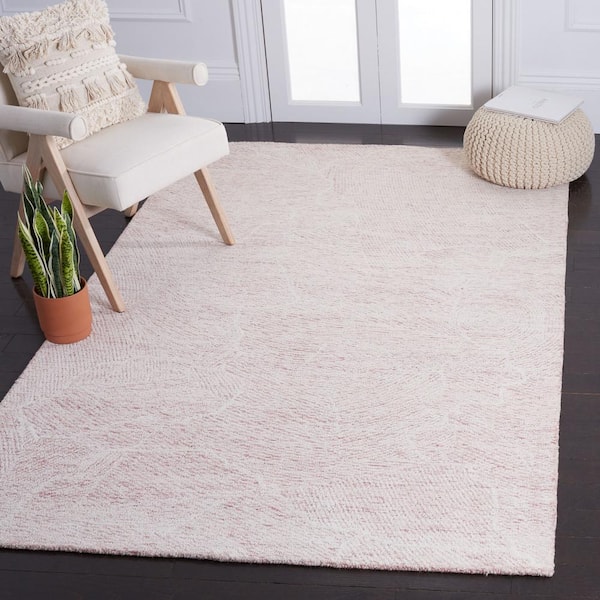 Metro Pink/Ivory 4 ft. x 6 ft. Solid Color Abstract Area Rug