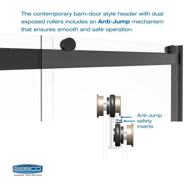 Arelo 60" Matte Black Frameless Sliding Shower Door with Clear Glass