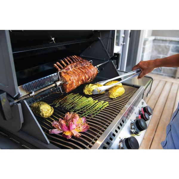 Prestige 500 4-Burner Propane Gas Grill in Stainless Steel with Infrared Burners and Rotisserie Kit with Grill Cover