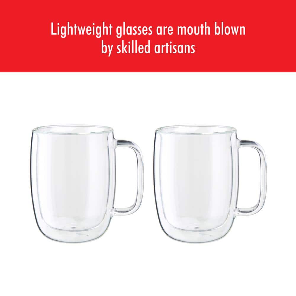 15 oz Clear Double-Wall Glass Latte Mug Set