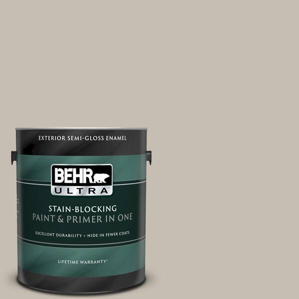 BEHR ULTRA 1 gal. #UL190-9 Fortress Stone Semi-Gloss Enamel Exterior Paint and Primer in One