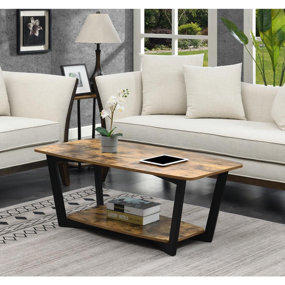 Barnwood Black Urban Industrial 48" Coffee Table with Shelf