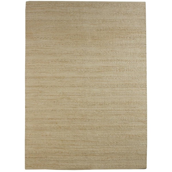 Unbranded Bleach/Ivory 7 ft. 9 in. x 9 ft. 9 in. Area Rug Transitional Braided Organic Light Jute Handmade