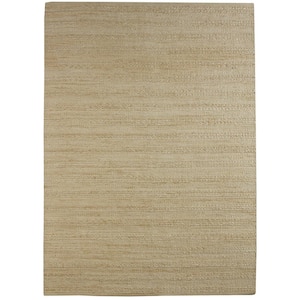 Bleach/Ivory 7 ft. 9 in. x 9 ft. 9 in. Area Rug Transitional Braided Organic Light Jute Handmade LR03302